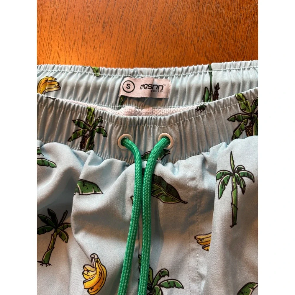 Mosmann Australia Mens Light Blue Tropical Palm Tree Banana Swim Trunks Small